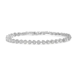 Sterling Silver 1/4ct TDW Diamond Heart Tennis Link Braclet